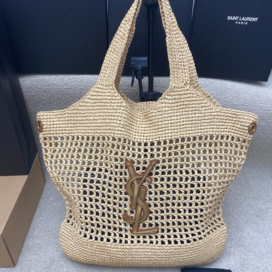 YSL ICARE SHOPPING BAG IN RAFFIA(HIGH-END GRADE)