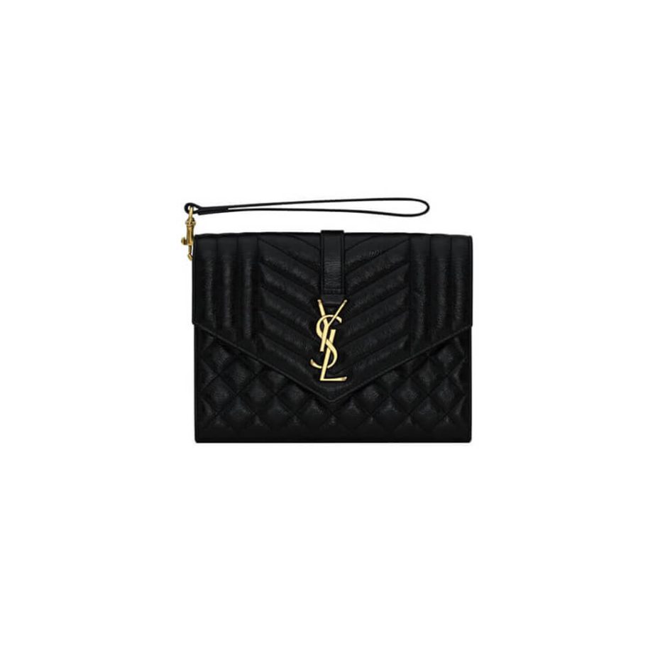 YSL CASSANDRE matelassé leather flap clutch
